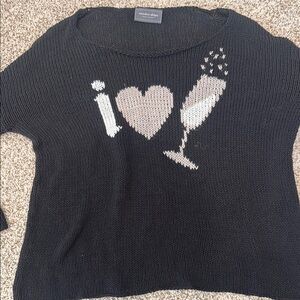 Wooden Ships Black Sweater with Heart and Glass Design